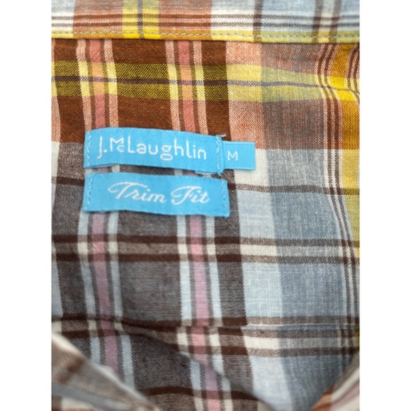 J McLaughlin Men's Trim Fit Plaid Button Down Shirt Size Medium - Picture 7 of 10